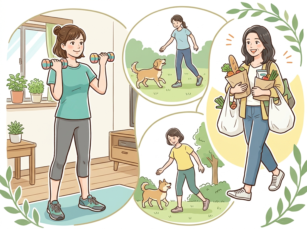 Professional illustration for article section about: なぜ女性に筋トレが必要か. 日本人が理解しやすい自然で親しみやすい画像。写真のようなリアルさで