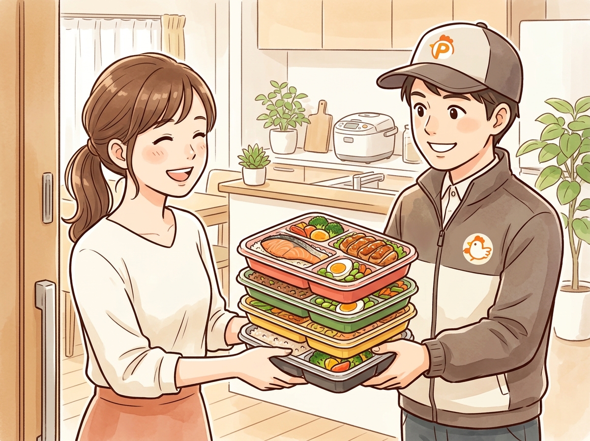 Professional illustration for article section about: 高タンパク弁当宅配の基本とは？. 日本人が理解しやすい自然で親しみやすい画像。写真のようなリア