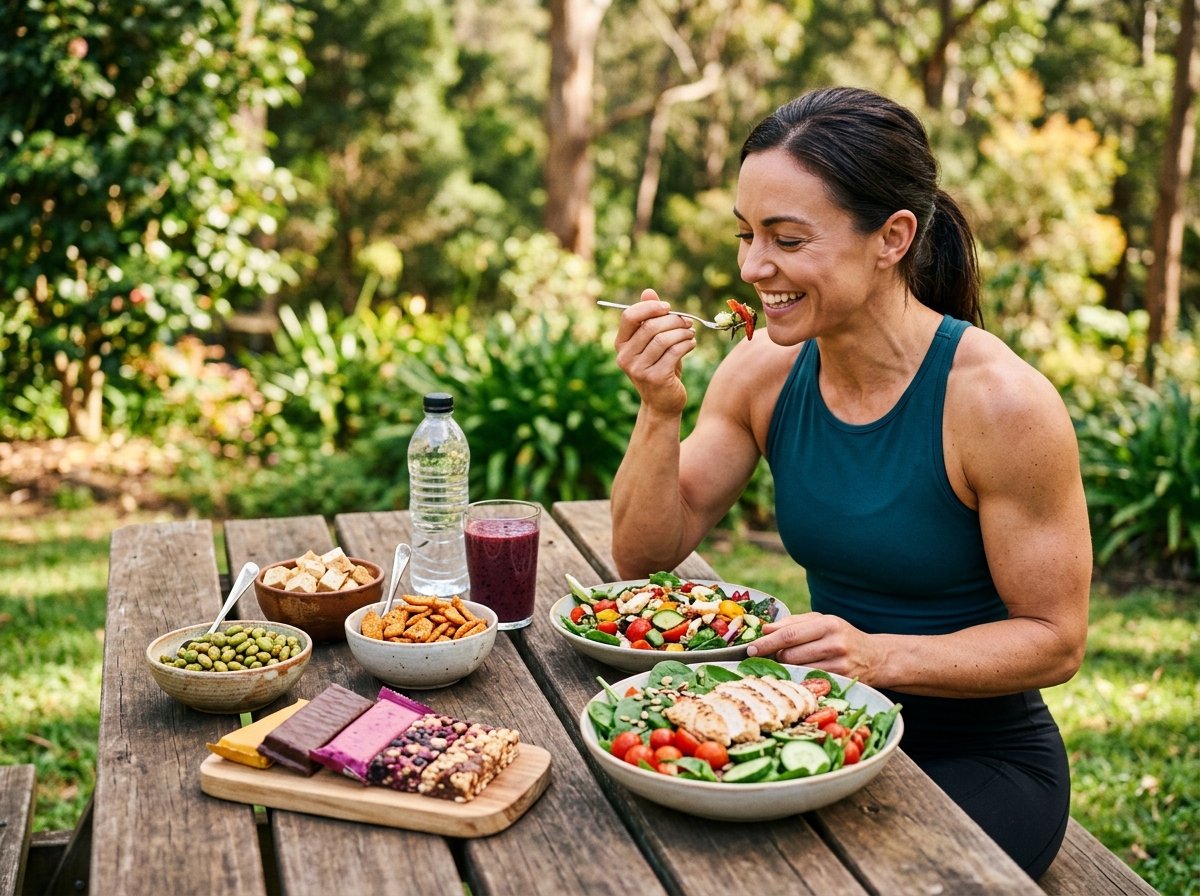 A visually appealing assortment of high-protein foods, including a beautifully arranged display of s