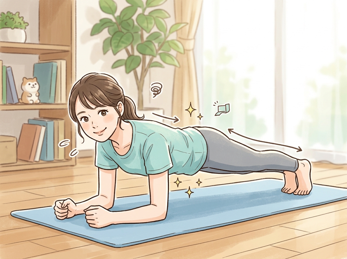 Professional illustration for article section about: プランクとは？基本を知る. 日本人が理解しやすい自然で親しみやすい画像。写真のようなリアルさで