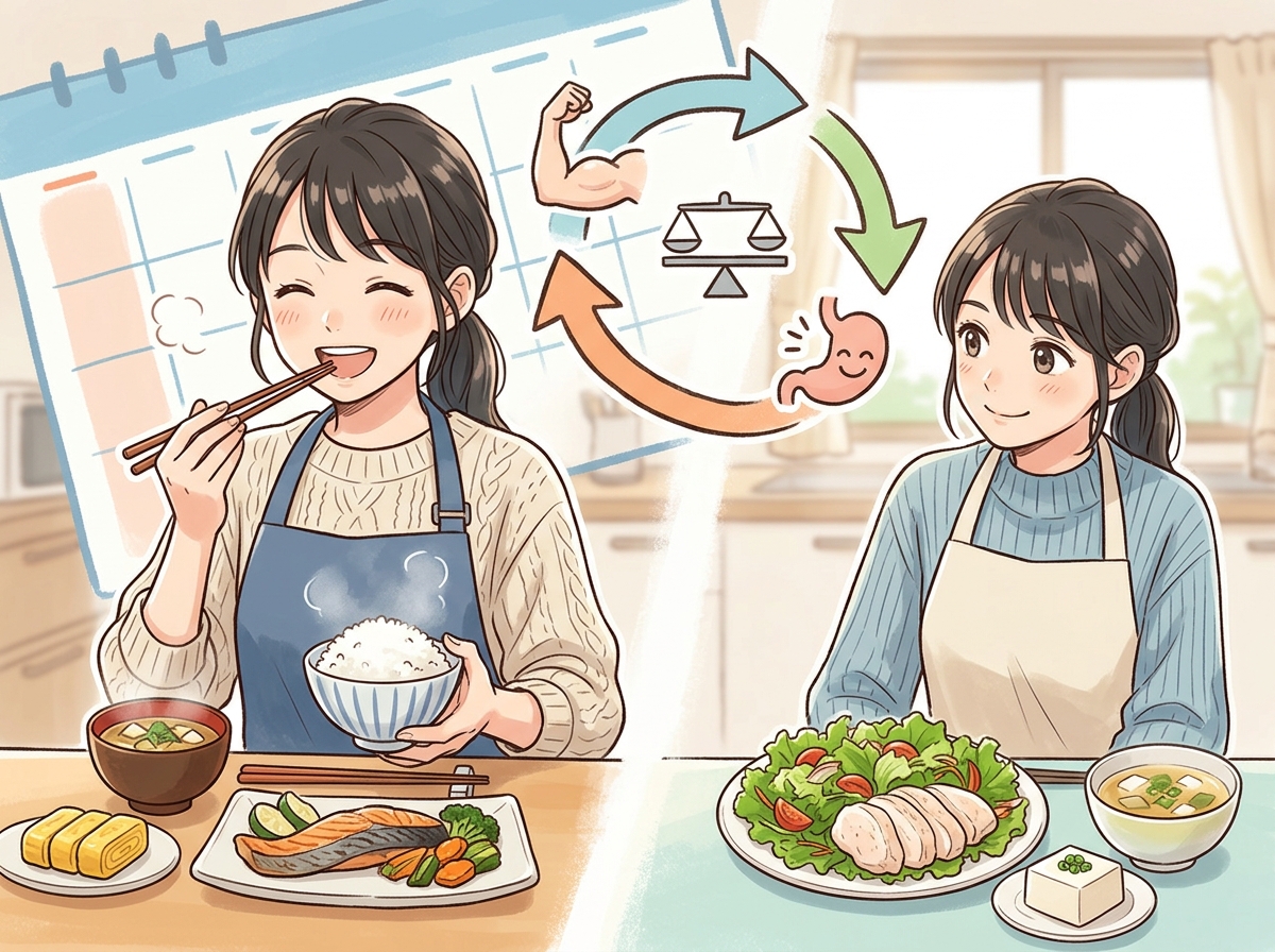 Professional illustration for article section about: カーボサイクルとは何か. 日本人が理解しやすい自然で親しみやすい画像。写真のようなリアルさでは