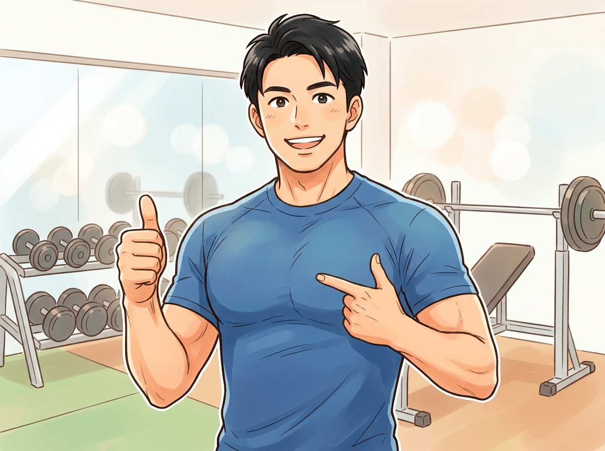 Professional illustration for article section about: 胸板を厚くするための基本知識. 日本人が理解しやすい自然で親しみやすい画像。写真のようなリアル